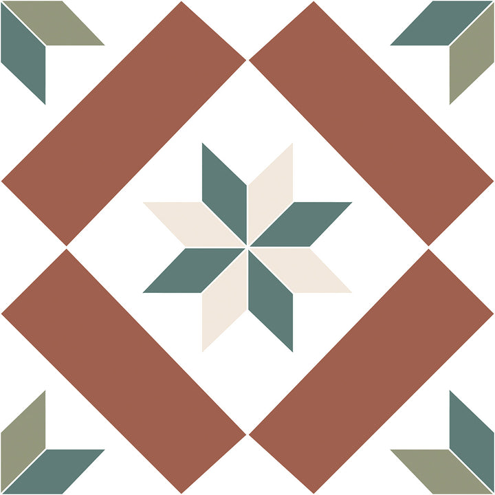 Victorian Molly 20 x 20cm Matt Porcelain Pattern Floor Tile - 0.6sqm perbox