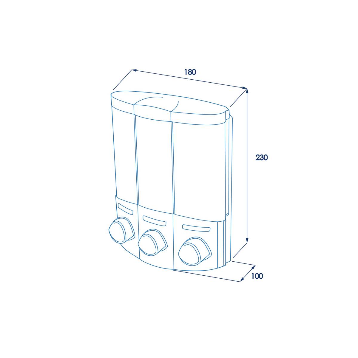 Croydex Euro Dispenser Trio - White - Technical drawing