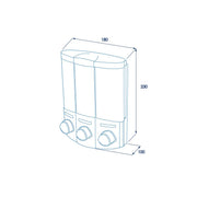 Croydex Euro Dispenser Trio - White - Technical drawing