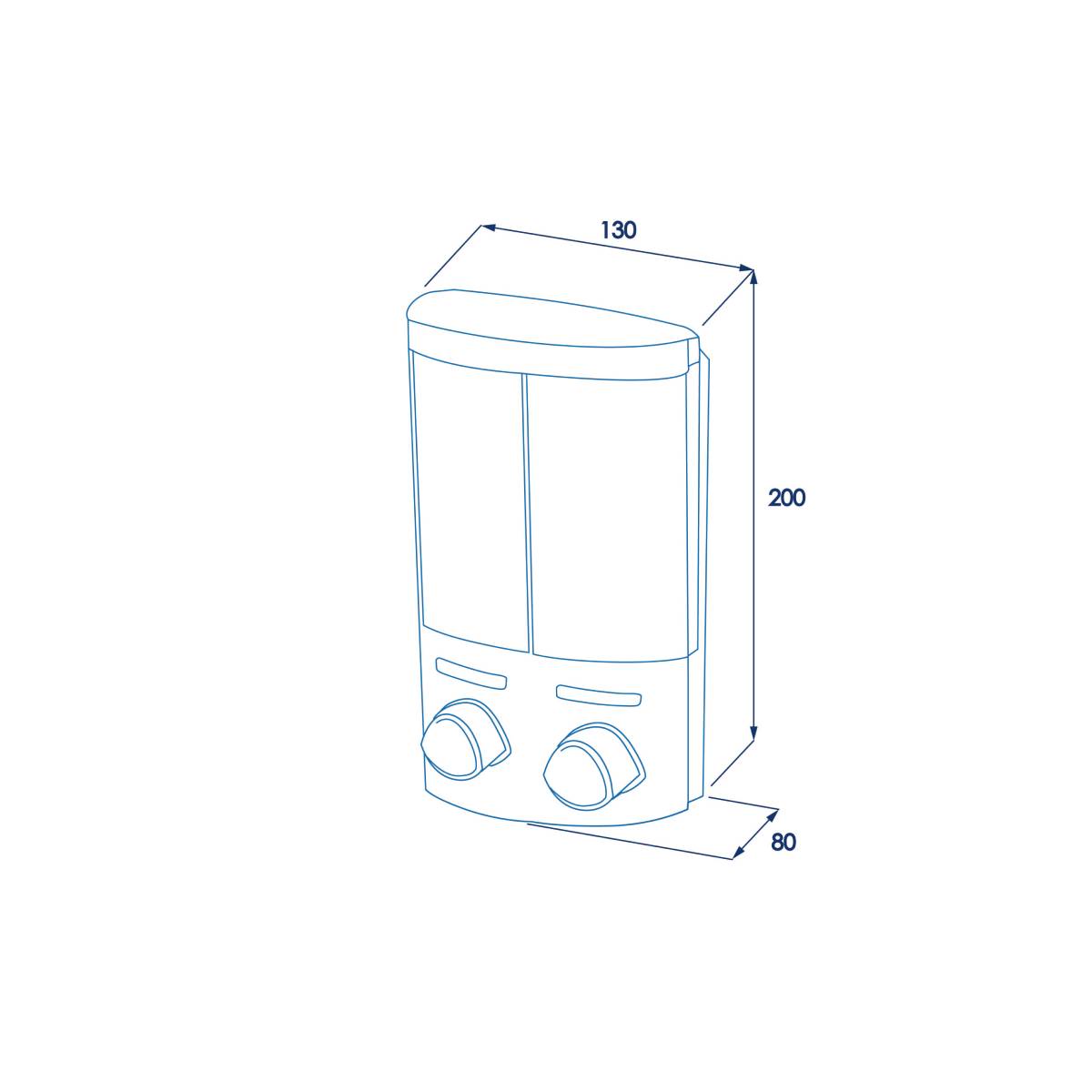 Croydex Euro Dispenser Duo - Chrome - Technical drawing