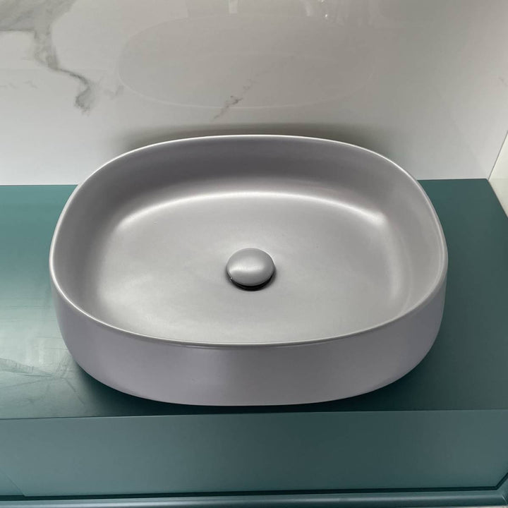Olympia Paddle 500mm Counter Top Basin &amp; Click Clack Waste - Matt Grey