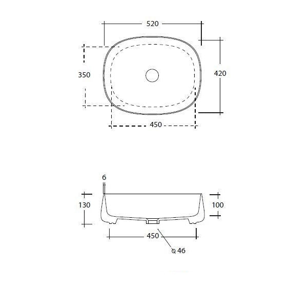 Olympia Paddle 500mm Counter Top Basin &amp; Click Clack Waste - Matt Black