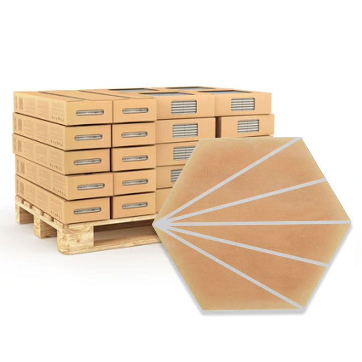 Palm Stripe Mustard 14 x 16 Porcelain Hexagon Tile - 56.43sqm Pallet