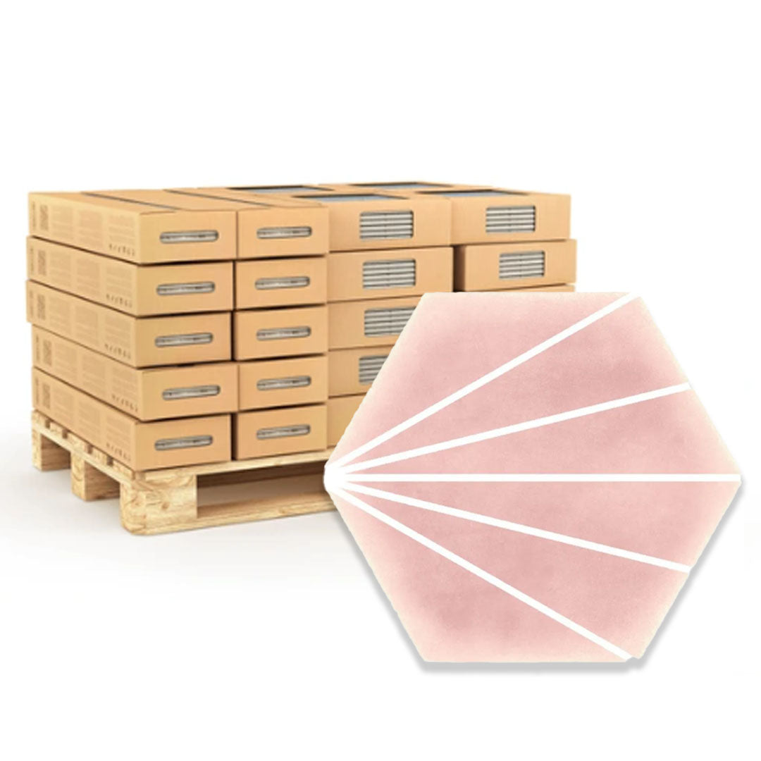 Palm Stripe Pink 14 x 16 Porcelain Hexagon Tile - 56.43sqm Pallet