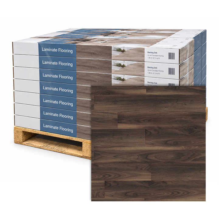PALLET DEAL - Dark Walnut 12mm Laminate Wooden Flooring - 1288 x 195 x 12 mm - 1.51sqm Per box