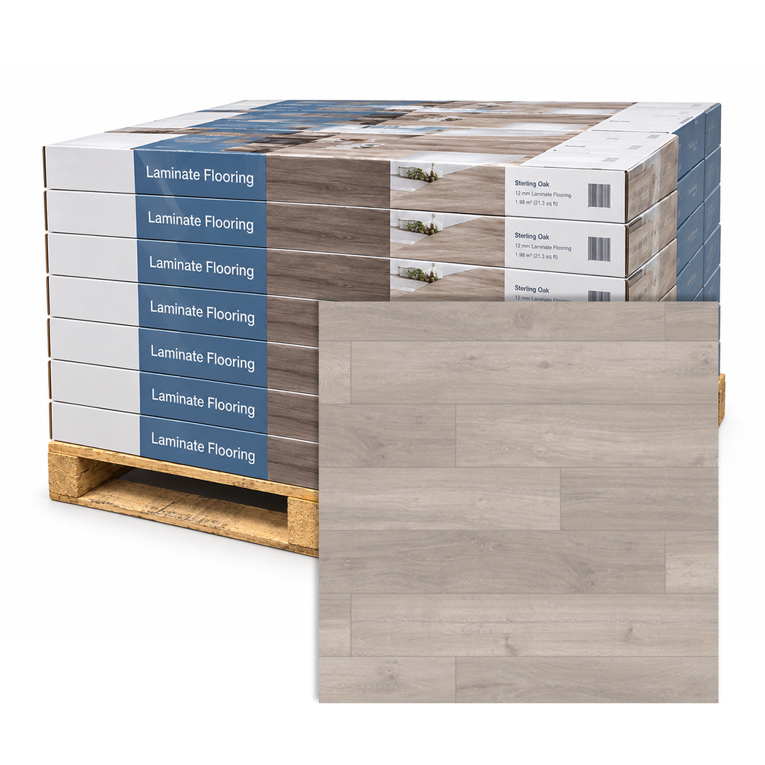 PALLET DEAL - Rockford Oak 12mm Laminate Wooden Flooring - 1288 x 195 x 12 mm - 1.51sqm Per box