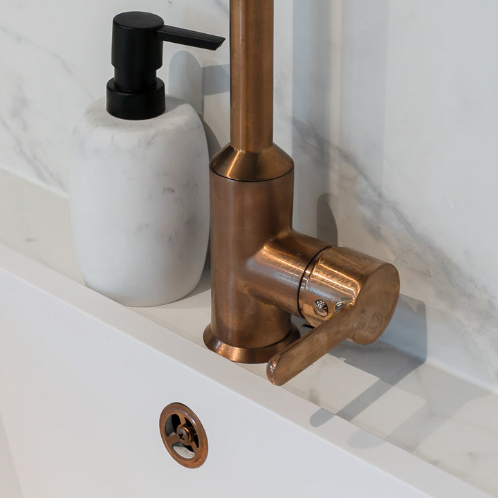 Entice Kitchen Sink Mixer with Swivel Spout &amp; Single Lever - Brushed Copper Finish