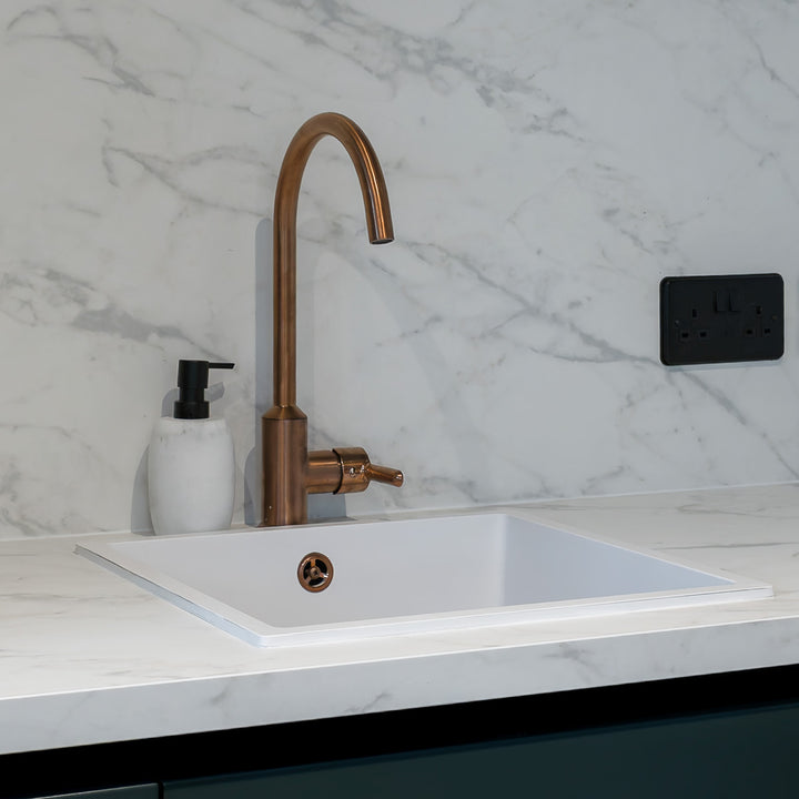Entice Kitchen Sink Mixer with Swivel Spout &amp; Single Lever - Brushed Copper Finish