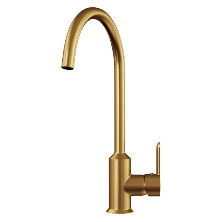 Entice Kitchen Sink Mixer with Swivel Spout &amp; Single Lever - Brushed Gold