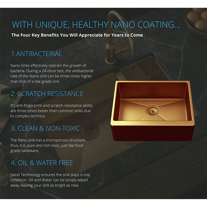 Excel Single Bowl Belfast Style Sink &amp; Waste - Copper Finish