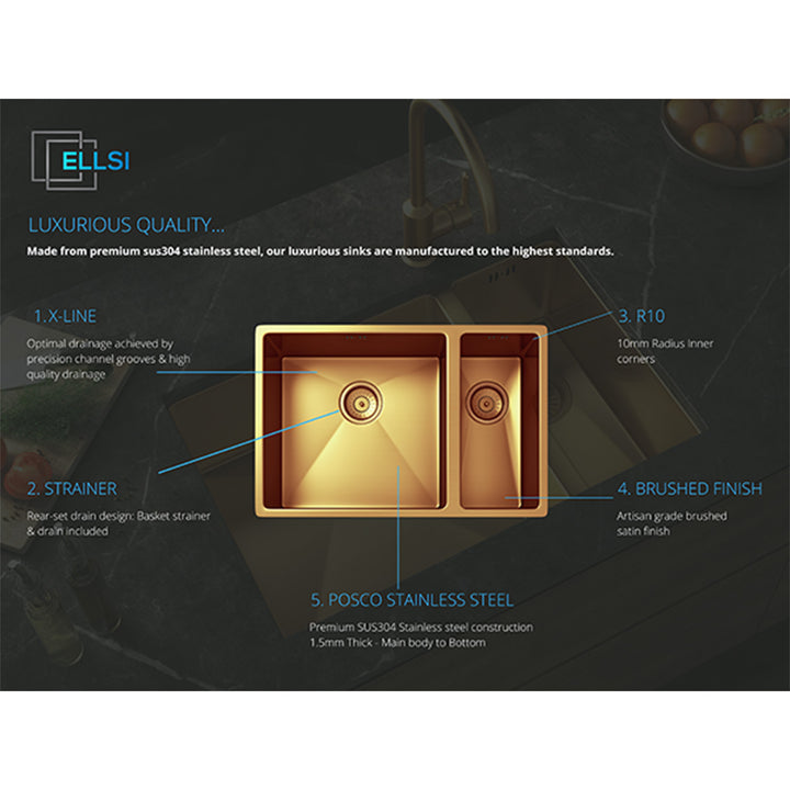 Excel Single Bowl Belfast Style Sink &amp; Waste - Copper Finish