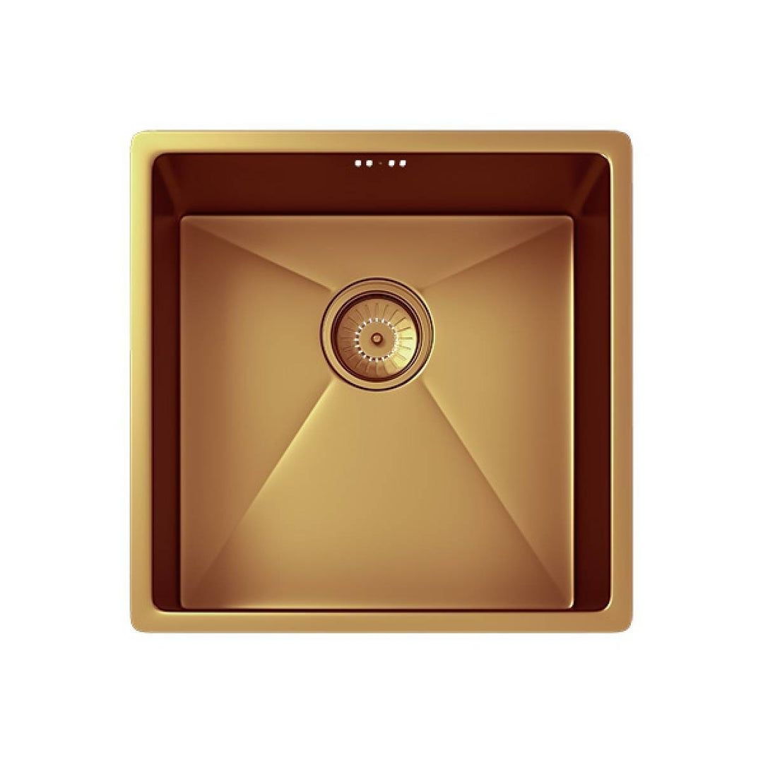 Elite Single Bowl Inset or Undermounted Stainless Steel Kitchen Sink &amp; Waste - Copper Finish