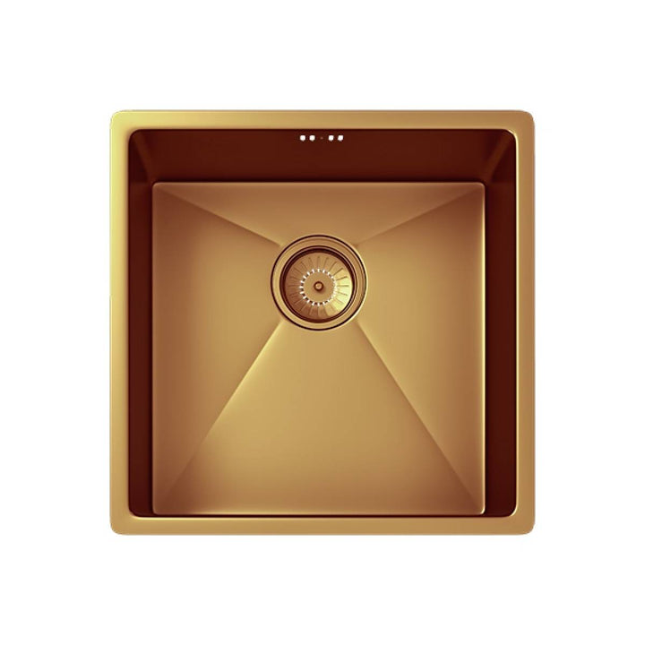 Elite Single Bowl Inset or Undermounted Stainless Steel Kitchen Sink &amp; Waste - Copper Finish