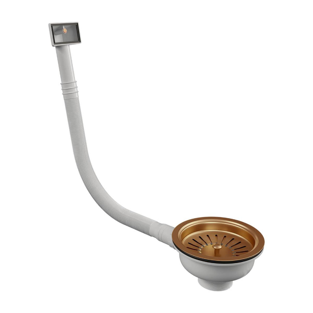 Elite Basket Strainer with Rectangular Overflow - Copper Finish