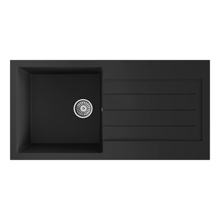 Ellsi Comite Granite Single Bowl Kitchen Sink &amp; Waste - Black