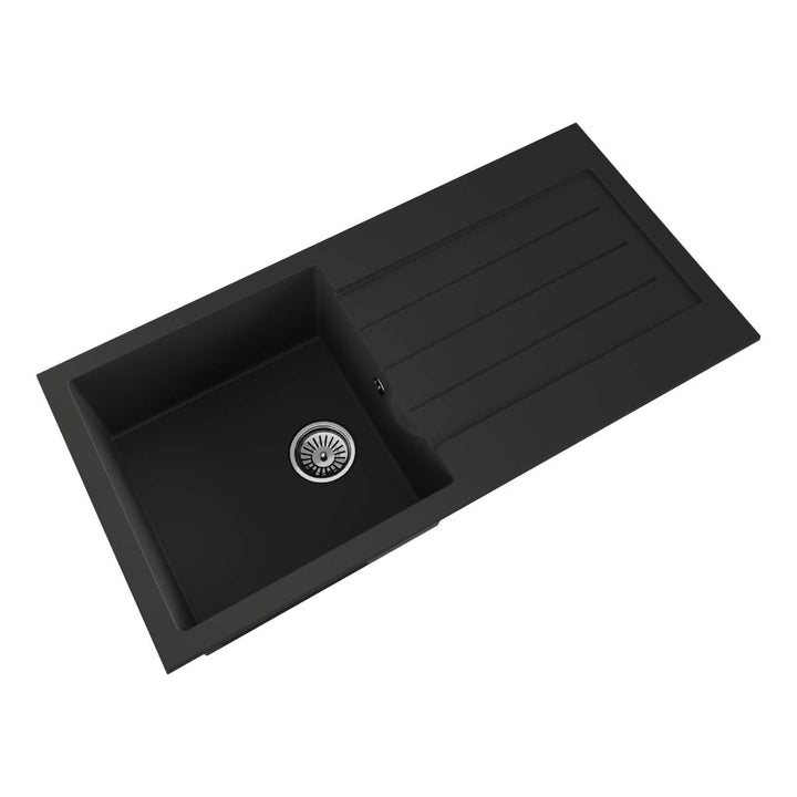 Ellsi Comite Granite Single Bowl Kitchen Sink &amp; Waste - Black