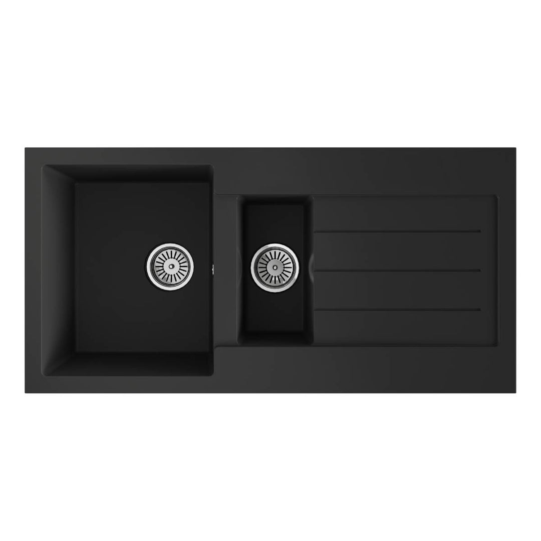 Ellsi Comite Granite 1.5 Bowl Kitchen Sink &amp; Waste - Black