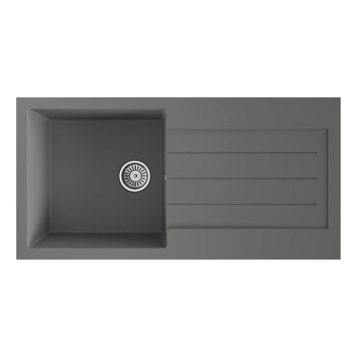 Ellsi Comite Granite Single Bowl Kitchen Sink &amp; Waste - Grey