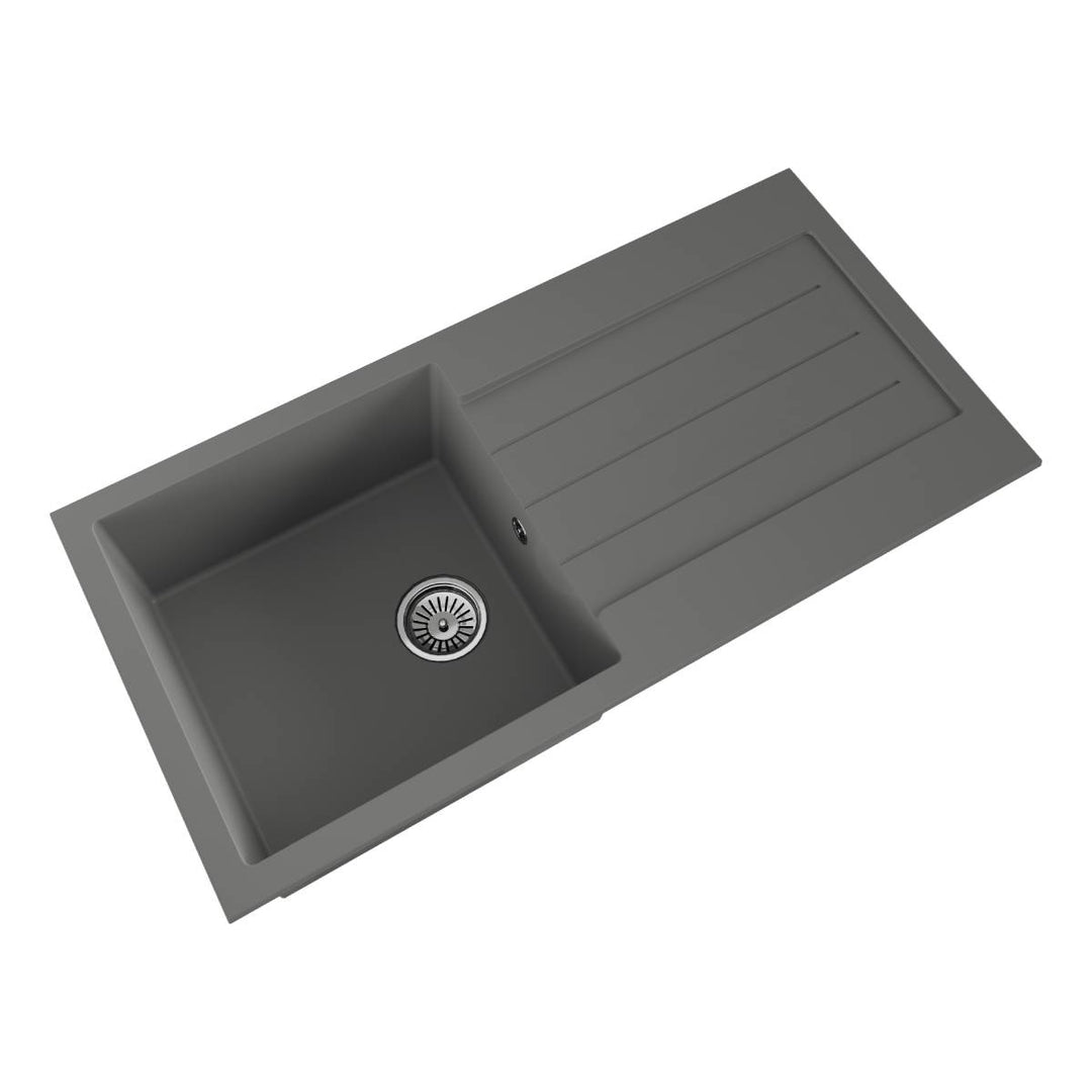 Ellsi Comite Granite Single Bowl Kitchen Sink &amp; Waste - Grey