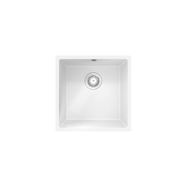 Ellsi Comite Granite Single Bowl Undermount Kitchen Sink &amp; Waste - Matt White