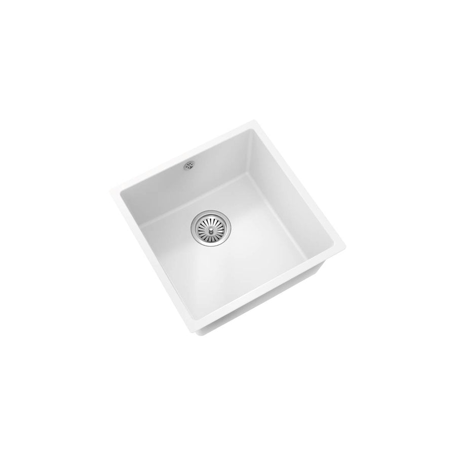Ellsi Comite Granite Single Bowl Undermount Kitchen Sink & Waste - Matt White
