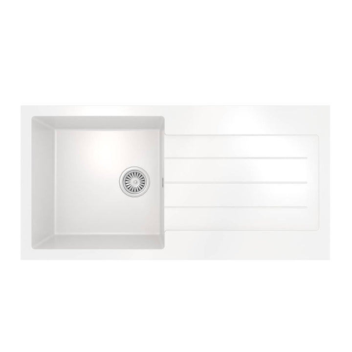 Ellsi Comite Granite Single Bowl Inset Kitchen Sink &amp; Waste - White