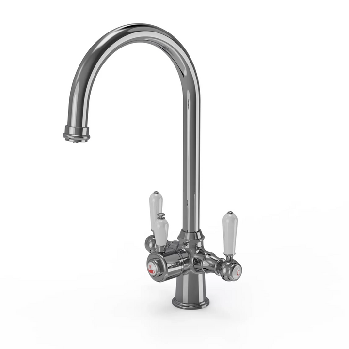 Traditional Cruciform 3-in1 Hot Water Kitchen Tap inc Boiler and Filter - Chrome Finish