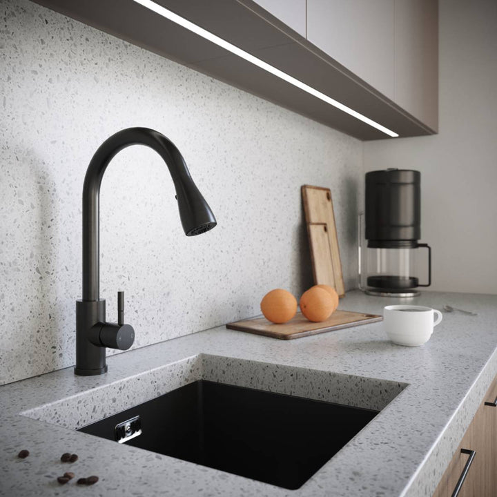 Ellsi Kitchen Sink Mixer with Pull out Spray and Swivel Spout - Matt Black