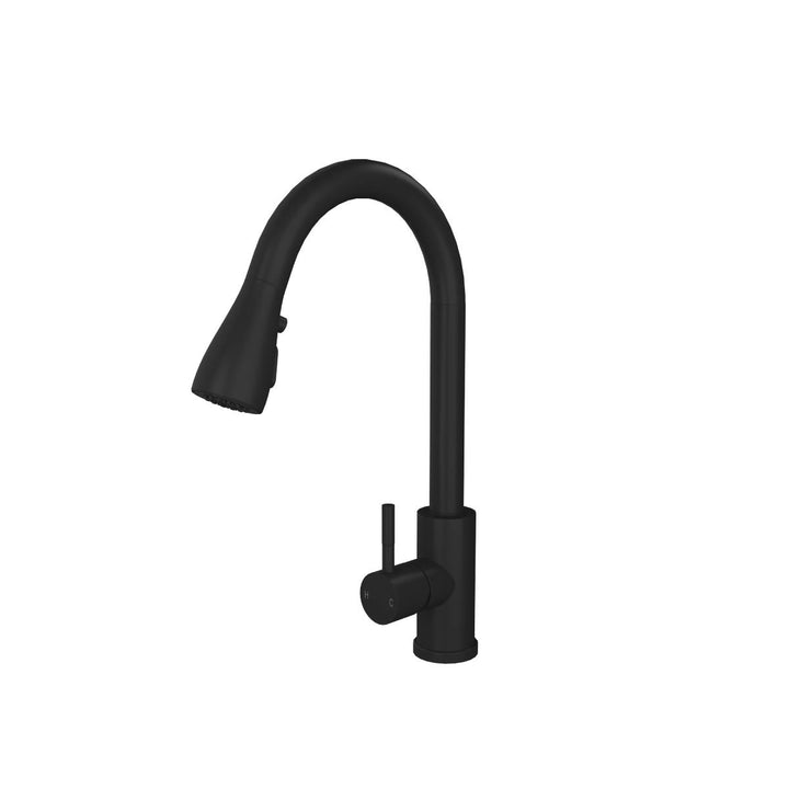 Ellsi Kitchen Sink Mixer with Pull out Spray and Swivel Spout - Matt Black