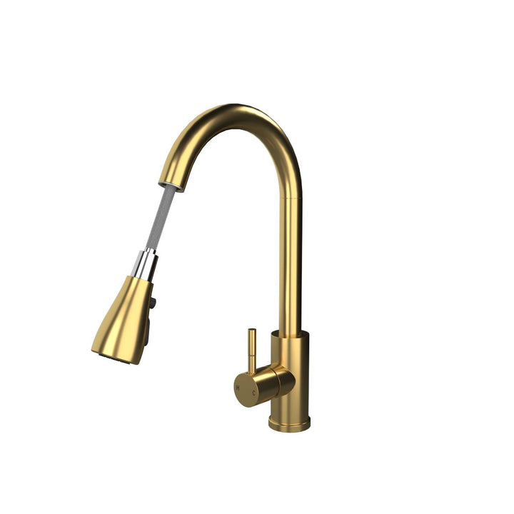 Ellsi Kitchen Sink Mixer with Pull out Spray and Swivel Spout - Brushed Brass