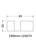 Hudson Reed Accessories 1900mm Profile Extension Kit - Matt Black - Technical drawing