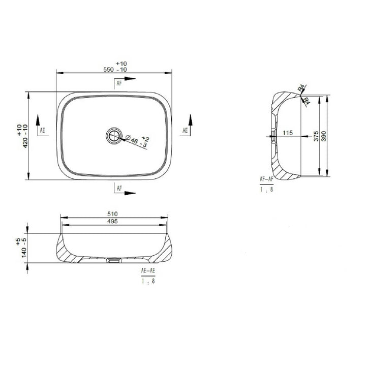Objekt Ceramica Ontario 550mm Counter Top Basin
