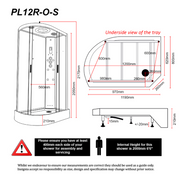 Insignia Platinum 1200 x 800mm Offset Steam Shower Enclosure - Right Hand White Matte - Technical drawing