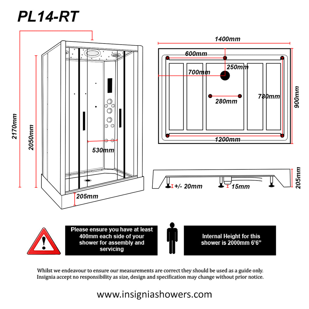 Insignia Platinum 1400 x 900mm Twin Shower Cabin - Chrome