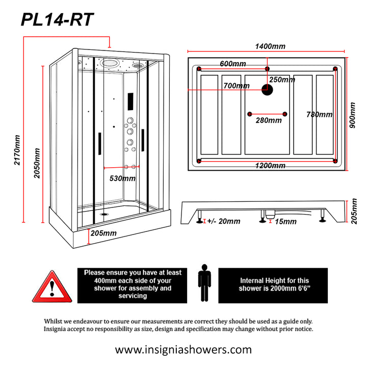 Insignia Platinum 1400 x 900mm Twin Shower Cabin - Chrome