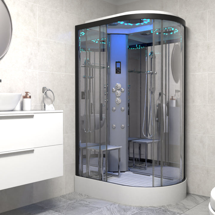Insignia Platinum 1100 x 700mm Quadrant Shower Cabin with Black Frame PL11L-OBF-CG - Left Hand