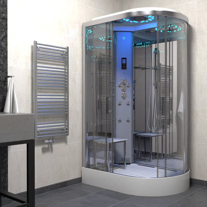 Insignia Platinum 1200 x 800mm Offset Steam Shower Enclosure PL12L-OCF-CG-S - Left Hand