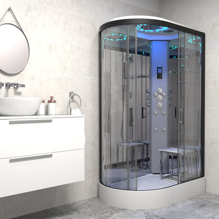 Insignia Platinum 1100 x 700mm Quadrant Shower Cabin with Black Frame PL11R-OBF-CG - Right Hand
