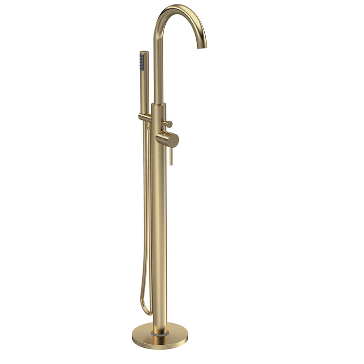 Hudson Reed Tec Floor Standing Bath Shower Mixer - Brushed Brass