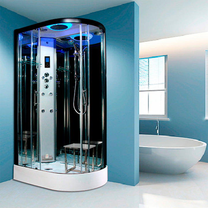 Insignia Offset Left Handed Shower Cabin 1200 X 800 Black Frame