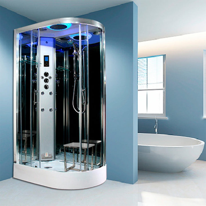 Insignia Premium 1100 x 700mm Quadrant Steam Shower Enclosure with Chrome Frame/Clear Glass PR11L-OCF-CG-S - Left Hand