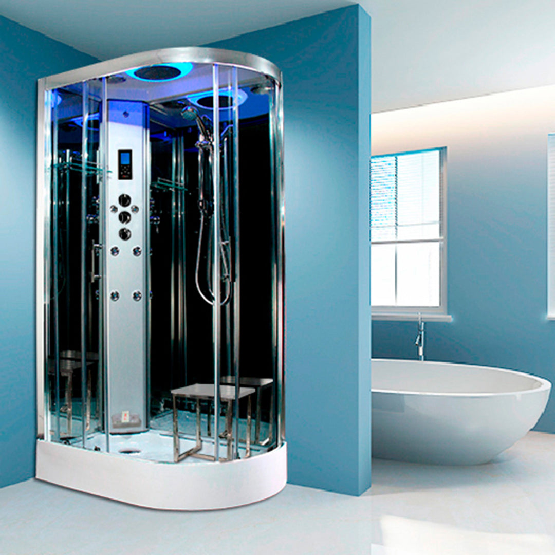 Insignia Offset Left Handed Shower Cabin 1200 X 800 Chrome Frame