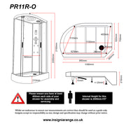 Insignia Offset Right Handed Shower Cabin 800 X 800 Chrome Frame - Technical drawing