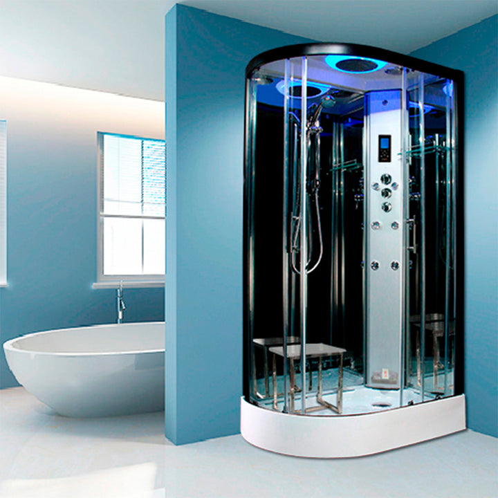 Insignia Offset Right Handed Shower Cabin 1100 X 700 Black Frame