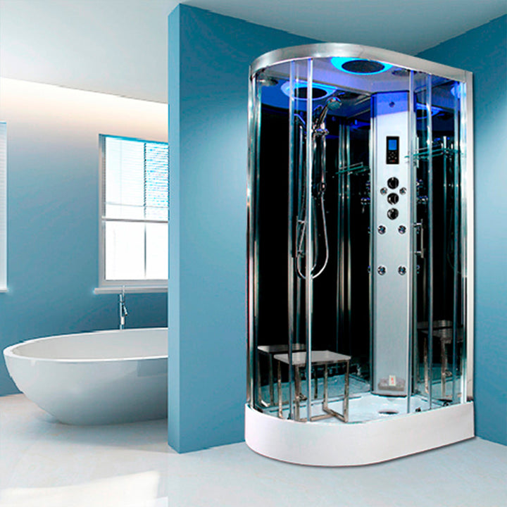 Insignia Offset Right Handed Shower Cabin 800 X 800 Chrome Frame