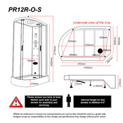 Insignia Premium 1200x800mm Quadrant Steam Shower Enclosure with Black Frame- Right Hand - Black Carbon - Technical drawing