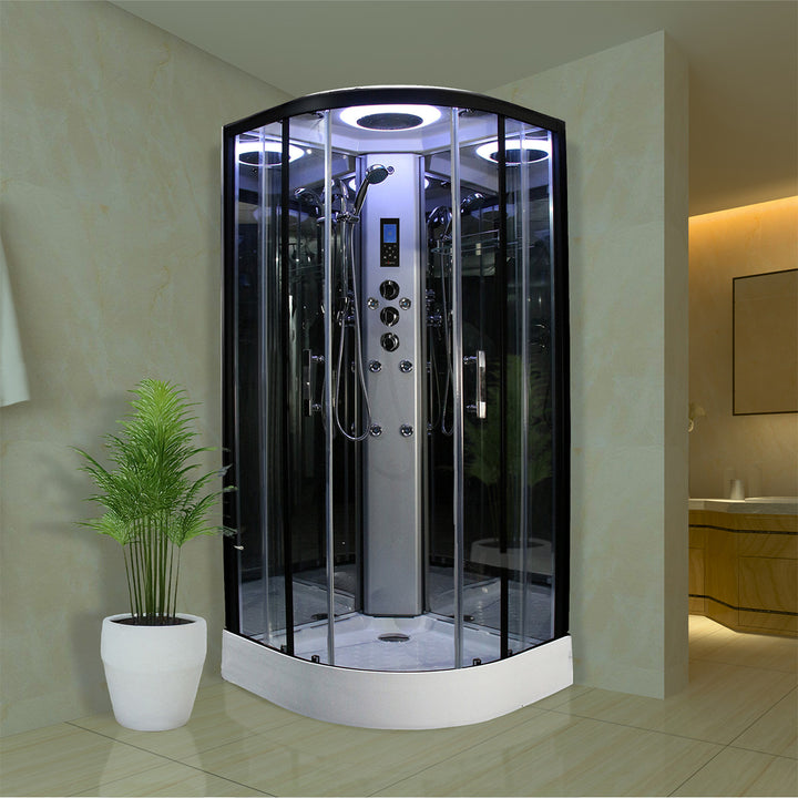 Insignia Quadrant Shower Cabin 900 X 900 Black Frame