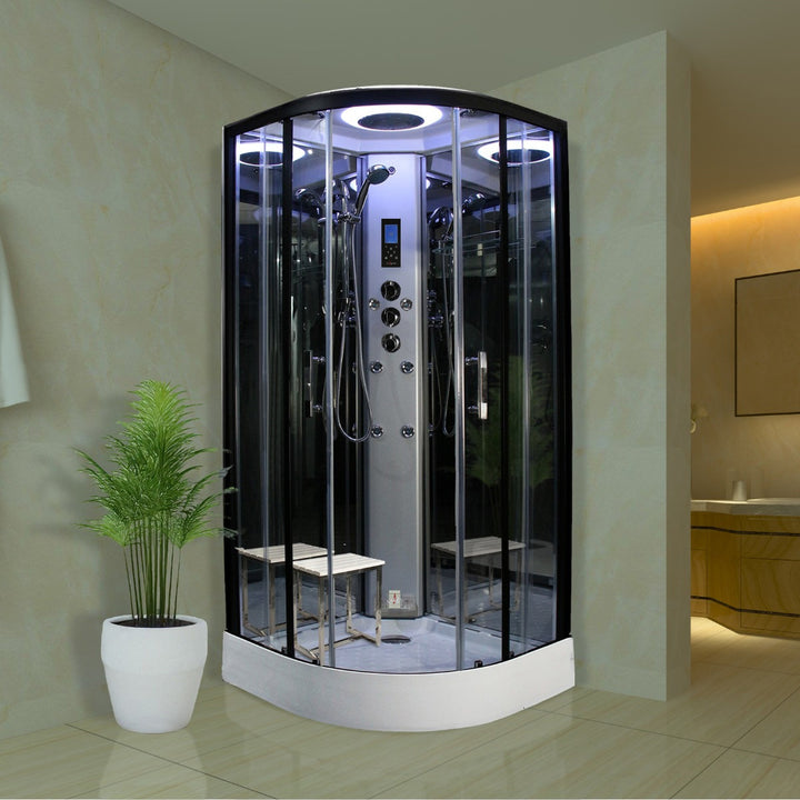 Insignia Quadrant Steam Shower Cabin 900 X 900 Black Frame