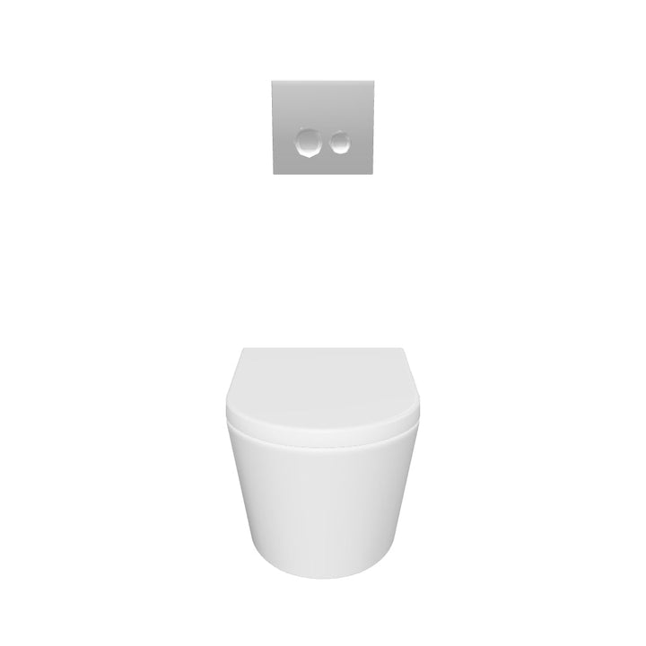 Arc Wall Hung Toilet &amp; SAN85 1.1m Wall Hung WC Frame Deal &amp; Brushed Brass Flush Plate