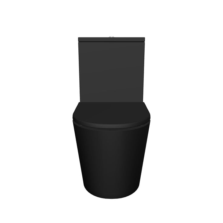 Arc Rimless Close Coupled Fully Back To Wall Toilet &amp; Soft Close Seat - Black